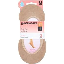 Underworks Ladies Invisible Footlets Nude 5-8 3 pack