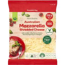 Woolworths Mozzarella Shredded Cheese 250g