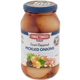 Three Threes Peppered Pickled Onions 500g