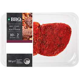 Woolworths BBQ Beef Steaks With Black Pepper 300g