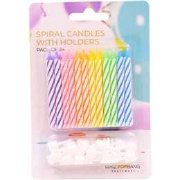 Whiz Pop Bang Spiral Candles With Holder 24 pack