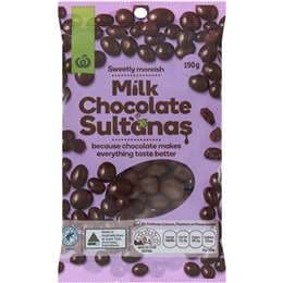 Woolworths Milk Chocolate Sultanas 190g