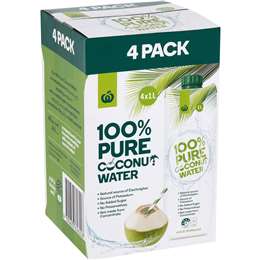 Woolworths 100% Pure Coconut Water 1L x 4 pack