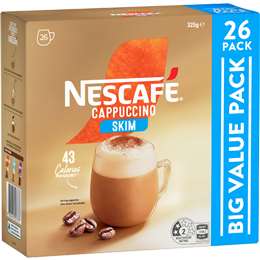 Nescafe Cappuccino Skim Coffee Sachets 26 pack