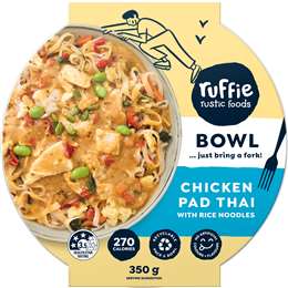 Ruffie Chicken Pad Thai Bowl Rice Noodles Bowl 350g