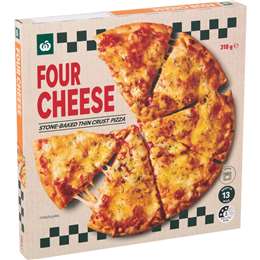 Woolworths Stone Baked Thin Crust Pizza Four Cheese 318g