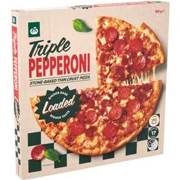 Woolworths Triple Pepperoni Stone-Baked Thin Crust Pizza 507g