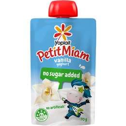 Yoplait Petit Miam Kids Yogurt Pouch Vanilla No Sugar Added 70g