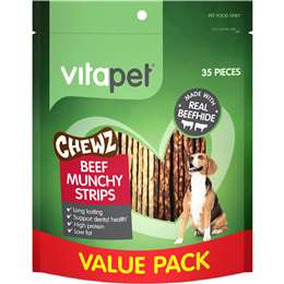 Vita Pet Chewz Munchy Beef Strips Dog Treats 35 pack