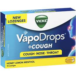 Vicks Vapodrop & Cough Sore Throat Lozenges Honey Lemon 16 pack