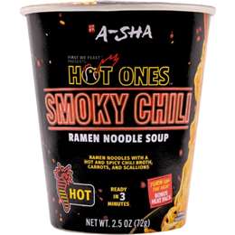 A-Sha Hot Ones Ramen Noodle Soup Smokey Chili 72g
