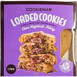 Cookieman Loaded Cookies Choc Hazelnut Filling 2 pack