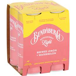 Bundaberg Refreshingly Light Sparkling Drink Watermelon & Lemon 250mL x 4 pack