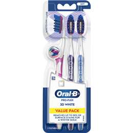 Oral-B Pro-Flex 3D White Toothbrush Whitening Luxe Value 3 pack