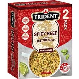 Trident Spicy Beef Instant Soup With Noodles 60g 2 pack
