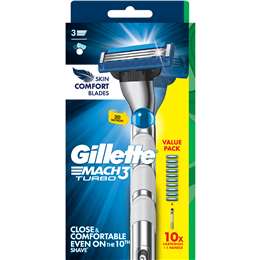 Gillette Mach 3 Turbo Razor Handle With 10 Blades each