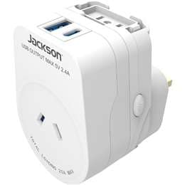 Jackson Outbound World Travel Adaptor With USB-C & USB-A each