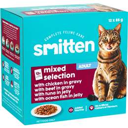 Smitten Mixed Selection Wet Cat Food Pouches 85g x 12 pack