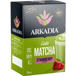 Arkadia Latte Matcha Sachets Strawberry Flavour 8 pack