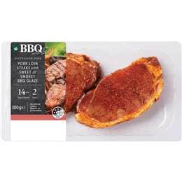 Woolworths BBQ Pork Loin Steaks Sweet & Smokey BBQ Glaze 300g