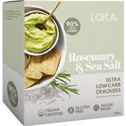 Loka Ultra Low Carb Crackers Rosemary & Sea Salt 120g