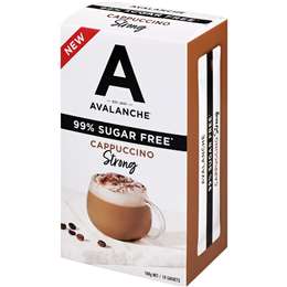 Avalanche 99% Sugar Free Coffee Sachets Strong Cappuccino 10 pack