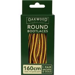 Oakwood Bootlaces Brown & Gold 160cm each