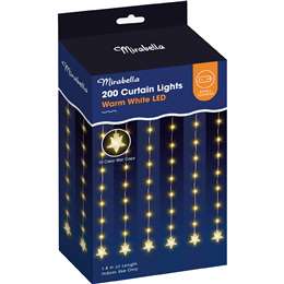 Mirabella 200 LED Curtain Lights Warm White 1.8m each