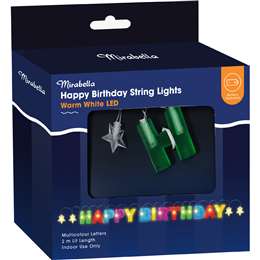 Mirabella Happy Birthday LED String Lights Multicolour 2m each