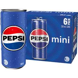 Pepsi Soft Drink Cans 250mL x 6 pack