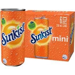 Sunkist Orange Soft Drink Mini Cans 250mL x 6 pack