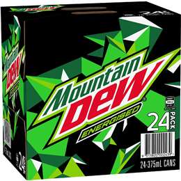 Mountain Dew Energised Soft Drink Cans 375mL x 24 pack