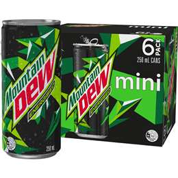 Mountain Dew Energised Mini Cans 250mL x 6 pack