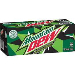 Mountain Dew Energised Soft Drink Cans 375mL x 10 pack