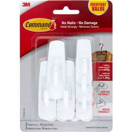 Command Everyday Value Assorted Hooks Small & Medium 6 pack
