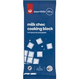 Woolworths Essentials Milk Choc Cooking Block 200g