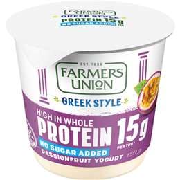 Farmers Union Greek Style High Protein Yoghurt Passionfruit 150g