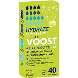 VOOST Hydrate Effervescent Tablets Lemon Lime 40 pack