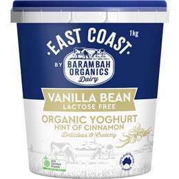 Barambah Organics Organic Lactose Free Yoghurt Vanilla Bean & Cinnamon 1kg
