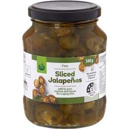 Woolworths Sliced Jalapenos 340g