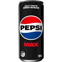 Pepsi Max No Sugar Cola Soft Drink Single Mini Can 250mL