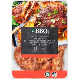 Woolworths BBQ RSPCA Approved Butterflied Boneless Chicken Texas 700g - 1.250kg