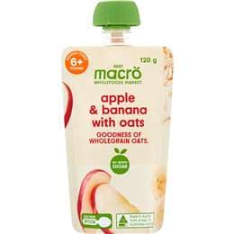 Macro Baby Food Pouch Apple & Banana With Oats 6+ Months 120g