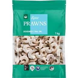 Woolworths Raw Prawns Deveined Tail On 1kg