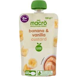 Macro Baby Food Pouch Banana & Vanilla Custard 6+ Months 120g