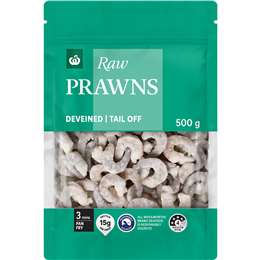 Woolworths Frozen Raw Prawns Tail Off 500g