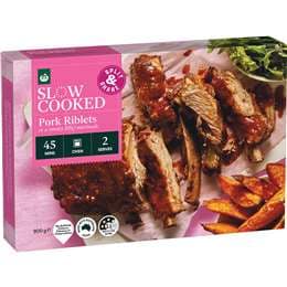 Woolworths Slow Cooked Pork Riblets Smokey BBQ Marinade 900g