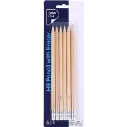 Paperclick HB Pencil With Eraser 6 pack