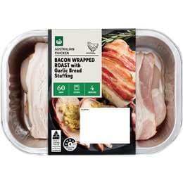 Woolworths Bacon Wrapped Boneless Rolled With Garlic Bread Stuffing 500g - 1kg
