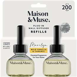 Maison & Muse Plug In Wall Diffuser Refills Wild Vanilla & Caramel Marilyn 20mL x 2 pack